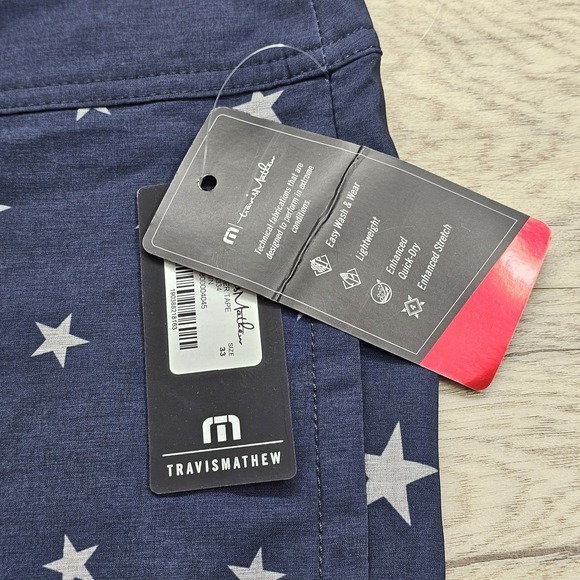 Travis Mathew Board Shorts Mens 33 USA  American Flag Pockets Colorblock Pocket - Picture 3 of 10
